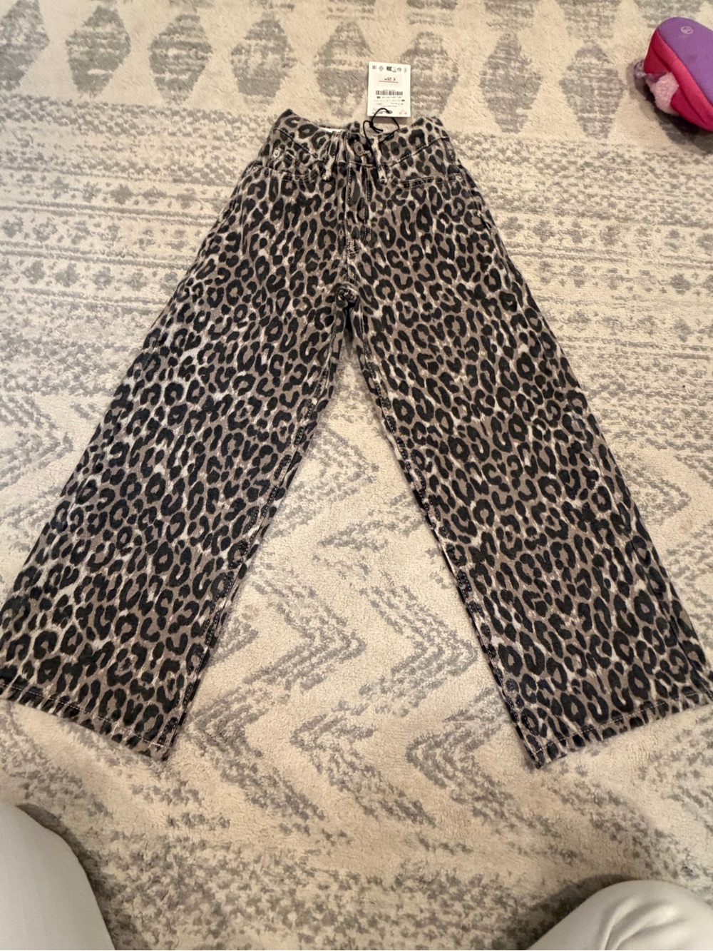 Zara Neutral Leopard Print Jeans